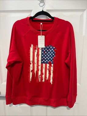Red American Flag Graphic Sweatshirt